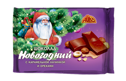 Шоколад Новогодний с шоколадной начинкой и орехами 75 г. (Айко КФ)